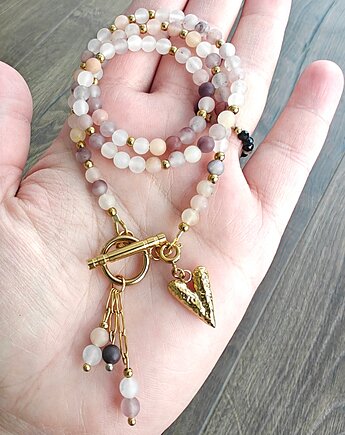 Klasyczny agat słoneczny z serduszkiem, NESSING handmade