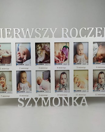 Multiramka ramka na zdjęcia Pierwszy roczek imię 12 zdjęć 10x15 grawer, Wajdrew