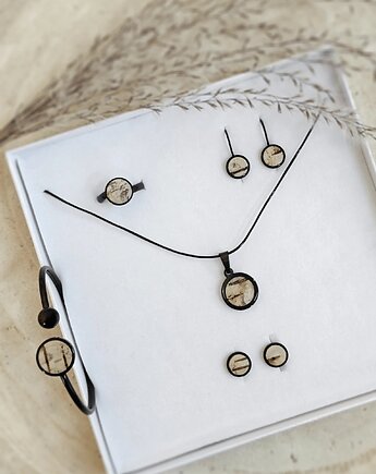 Komplet z kolekcji Brzoza - z prawdziwą korą drzewa, Slow Jewelry