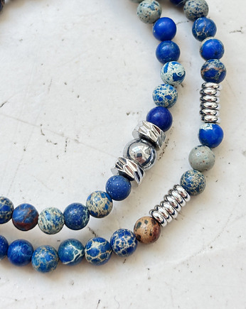 Zestaw męskich bransoletek Jaspis Cesarski Granat, Chmolowska Jewellery