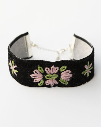 Ręcznie haftowana bransoletka folk etno, Papiernik