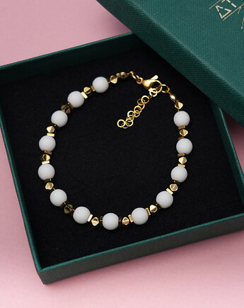 Biało-złota bransoletka z jadeitu i hematytu, AT NOON