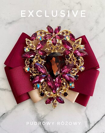Kolekcja Exclusive Brosza z ozdobą w kolorze wina NEW, Pudrowy Różowy