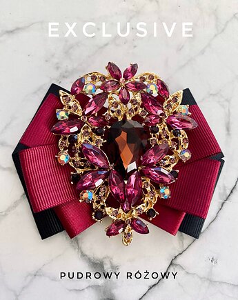 Kolekcja Exclusive Brosza z ozdobą w kolorze wina NEW, Pudrowy Różowy