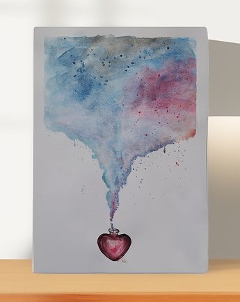 Love Poison - Obraz akwarela na papierze bawełnianym, A3 (30x42 cm) miłość, kkjustpaint Karolina Kamińska