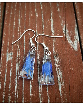 Kolczyki z zatopionymi płatkami chabrów, Figa handmade accessories