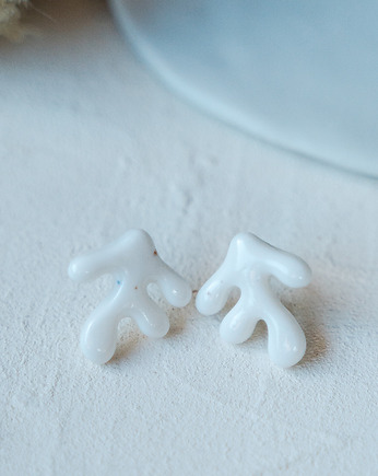 Kolczyki porcelanowe MINI KORALOWIEC, rękoczyny
