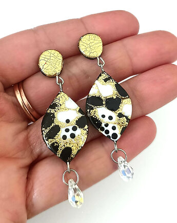 Wiszące Kolczyki Czarno Złote, OMIFIMO