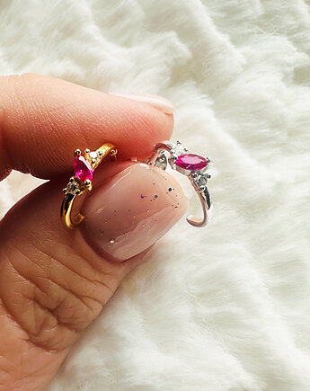 Srebrne  kolczyki  kółka z cyrkoniami, eleganckie  sztyfty, Anemon Atelier