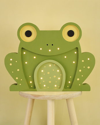 Drewniana lampka LED żaba, Peekaboo Lights