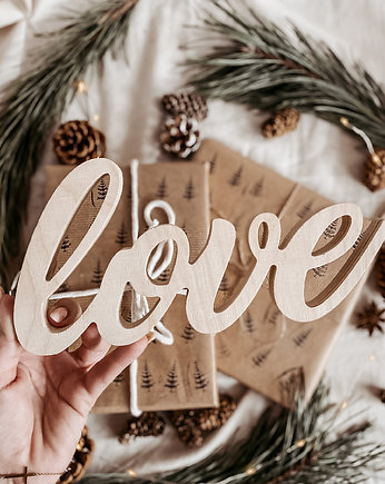 Napis drewniany Love, HappyDeco 