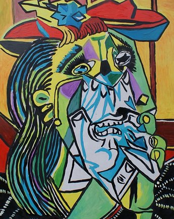 Kolorowy obraz  olejny do salonu Pablo Picasso płacząca kobieta, alice oil on canvas