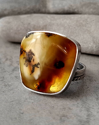 Seasalt III srebrny pierścionek z bursztynem bałtyckim, MIECHUNKA