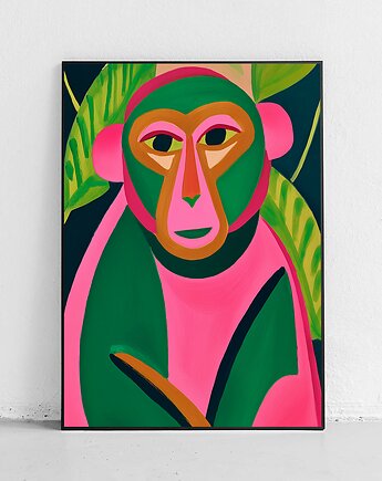 Plakat Różowo-zielony makak, Harvest Maison