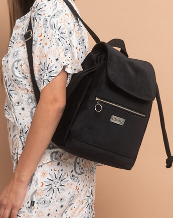 Plecak welurowy lucky czarny (Różne rozmiary), sacky bag