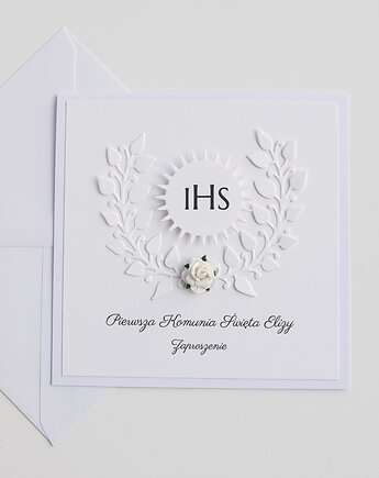 Zaproszenie na komunię biały wianek, Papiernik