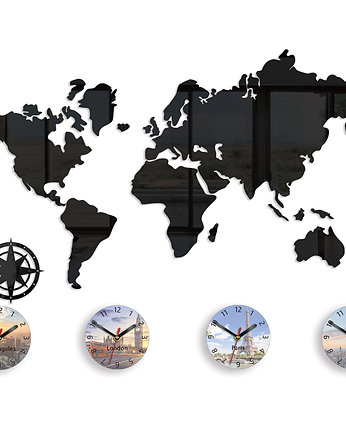 Przepiękny Zegar ścienny Mapa Świata 120x70 New, ModernClock