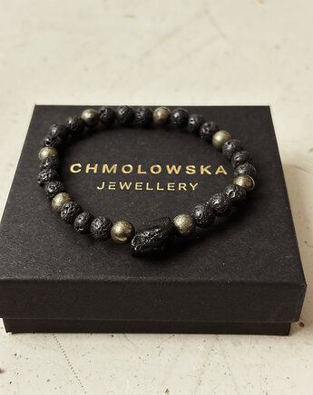 Bransoletka Męska Piryt i Lawa, Chmolowska Jewellery