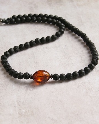 Naszyjnik BURSZTYN, lawa, kaktusia