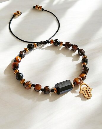 WYSYŁKA 24h OCHRONA, SIŁA - czarny turmalin, tygrysie oko, HAMSA, kaktusia