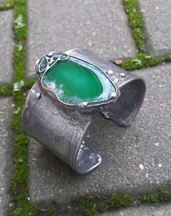 Zielona łąka  - bransoletka regulowana, po drugiej stronie lustra