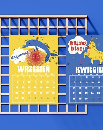 Kalendarz 2025, wiszący na ścianę, ścienny, ilustracje, zwierzęta, Zuzanna_Kowalska