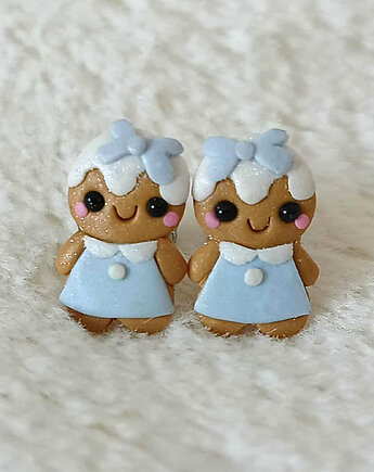 Niebieskie świąteczne kolczyki pierniczki, OMIFIMO