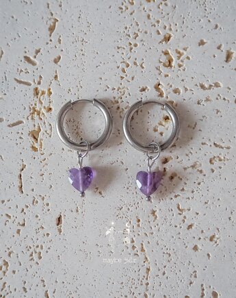 Kolczyki 2w1 z zawieszką z kamienia naturalnego, MAYBEJWLR