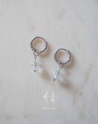 Kolczyki 2w1 z zawieszką z kamienia naturalnego, MAYBEJWLR