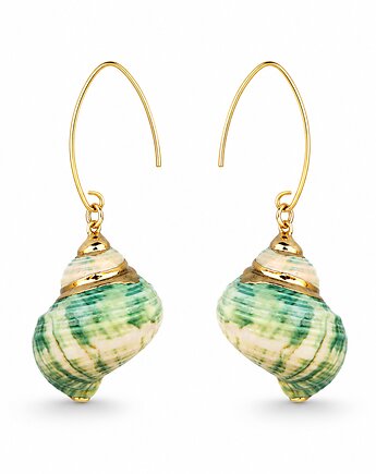Kolczyki srebro złocone TURQUOISE SEASHELLS, ISSI Jewelry