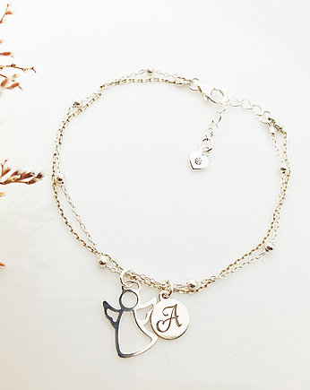 Bransoletka z aniołkiem KOMUNIA dla dziewczynki