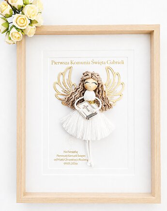 Personalizowana Pamiątka I Komunii Świętej- Aniołek w  ramce., ACTP