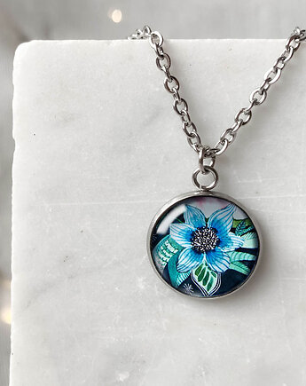 Blue flower naszyjnik na romantyczną randkę, muamua design