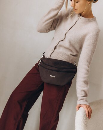 Nerka XL z grubego nubuku tapicerskiego w kolorze brunatnym, Karolina Audycka