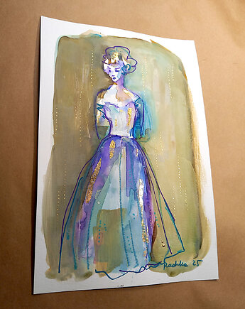 Kumoszka 15 - akwarela 16x24 cm unikat, Katarzyna Radzka