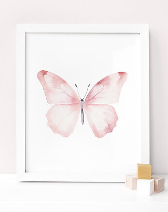 Różowy Motyl - ilustracja akwarelowa, Paperblue Studio