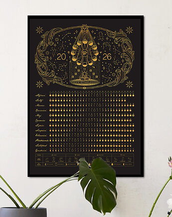 Plakat Kalendarz Faz Księżyca 2026 Black format 40x50cm, Wonder Tones