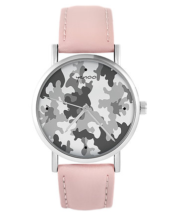 Zegarek - Moro szare - różowy, skórzany, OSOBY - Prezent dla teścia