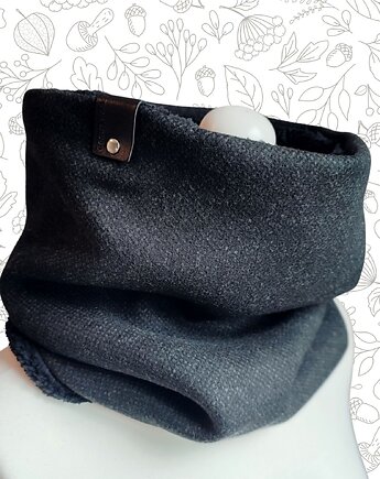 Komin męski - czarny wełniany, Green Sheep