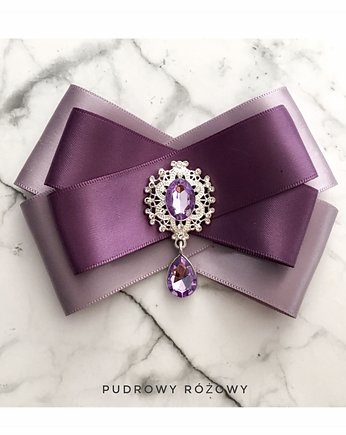 Śliwkowa Brosza z fioletem NEW, Pudrowy Różowy