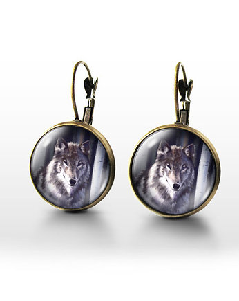 Kolczyki - Szary wilk - brąz, yenoo