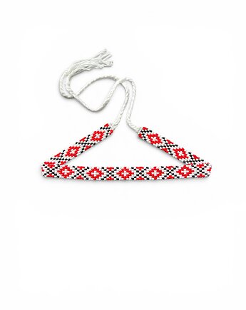 Folkowy choker z koralików z etnicznym ornamentem, naszyjnik handmade, ArtGez