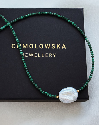 Naszyjnik Malachit  z perłą, Chmolowska Jewellery