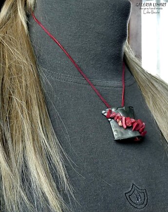 Koral na miedzi oryginalny ręcznie robiony wisior, unikatowy prezent, Galeria Limart