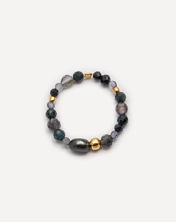 Pierścionek pozłacany z ciemnymi kamieniami naturalnymi, ANIMALKINGDOM