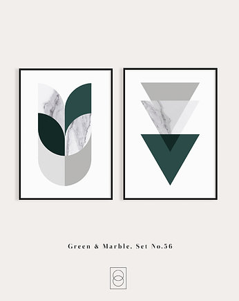 Marble zestaw z zielonym, nr 56 - dwa plakaty B2 do salonu, OKAZJE - Prezent na Wesele