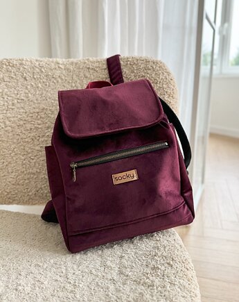 Plecak welurowy lucky wino (Różne rozmiary), sacky bag