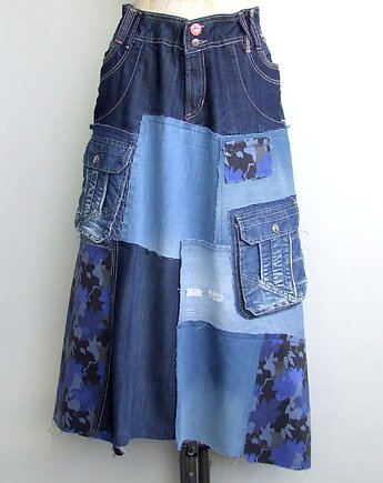 Patchworkowa spódnica jeans r.48, AnitaPalmerArt