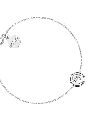 Srebrna bransoletka z odważnikiem do hantli STRONG WOMEN 5 KG, SOTHO