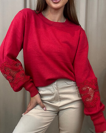 Sweter ze zdobionymi rękawami Rosso, SOLO moda
